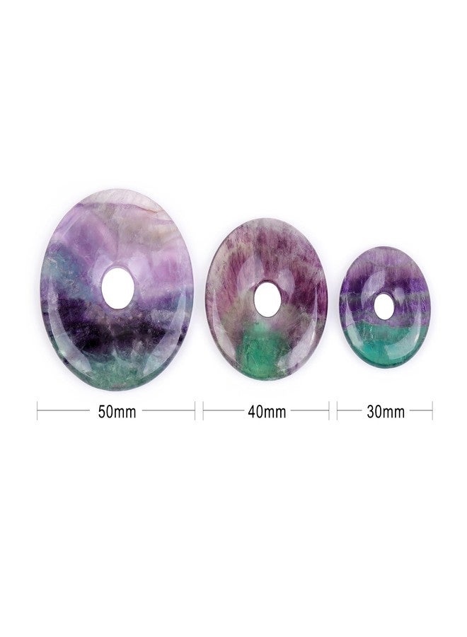 JOE FOREMAN 40mm Multicolor Rainbow Fluorite Natural Gemstone Ring Circle Donuts Pendant Charms Beads for Jewelry Making 1Pcs - Image 5