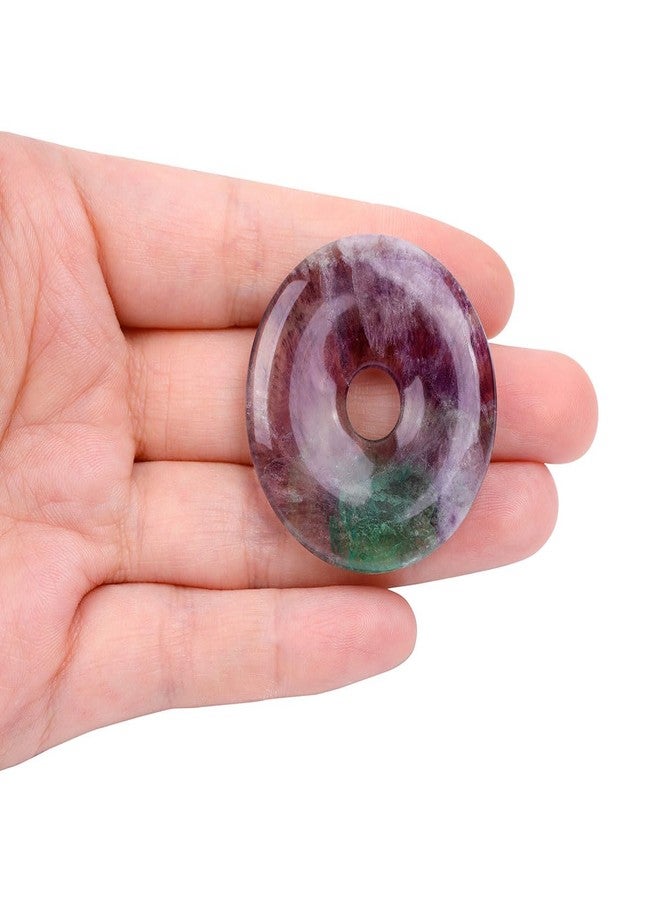 JOE FOREMAN 40mm Multicolor Rainbow Fluorite Natural Gemstone Ring Circle Donuts Pendant Charms Beads for Jewelry Making 1Pcs - Image 4