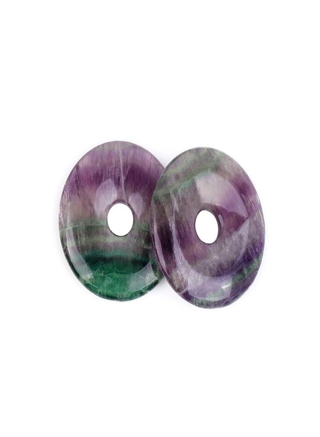 JOE FOREMAN 40mm Multicolor Rainbow Fluorite Natural Gemstone Ring Circle Donuts Pendant Charms Beads for Jewelry Making 1Pcs - Image 2