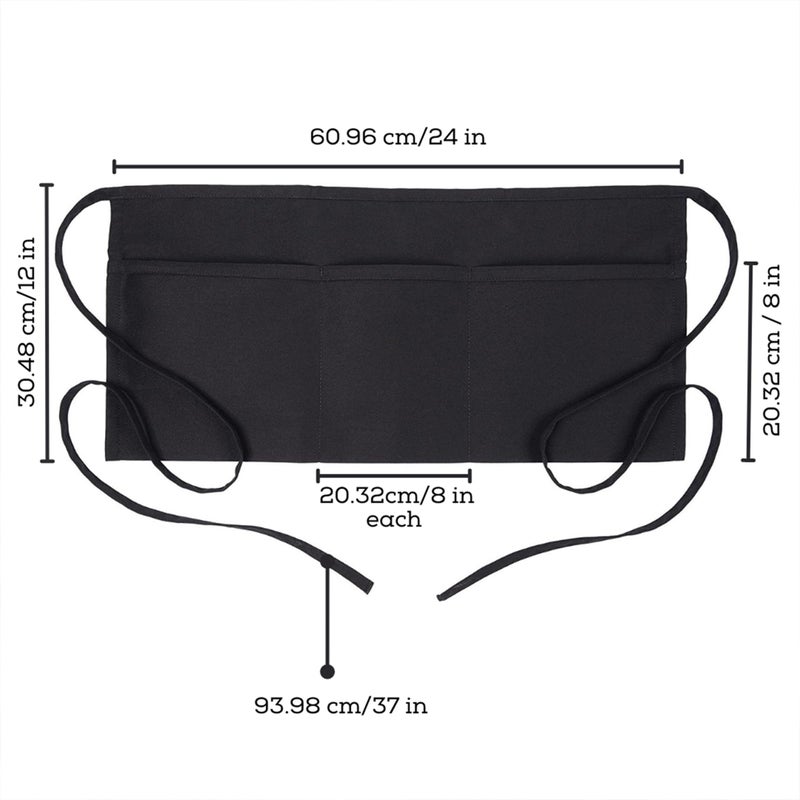 Avalon Kitchen Black server aprons with pockets Black waitress aprons with pockets half apron with pocket serving apron - Image 5