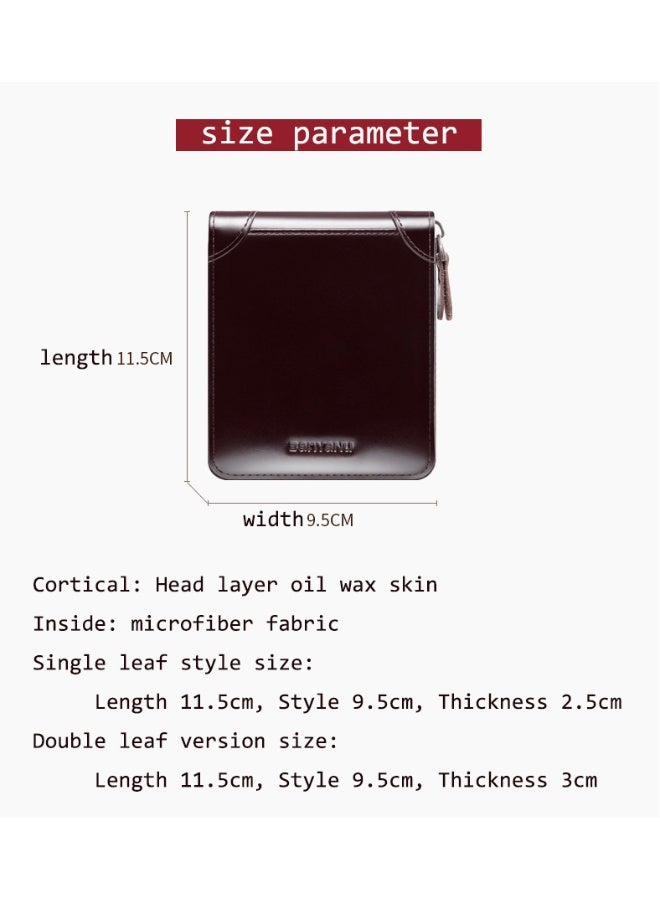 BANYANU short wallet men's leather multifunctional large capacity first layer oil wax cowhide wallet - Image 5