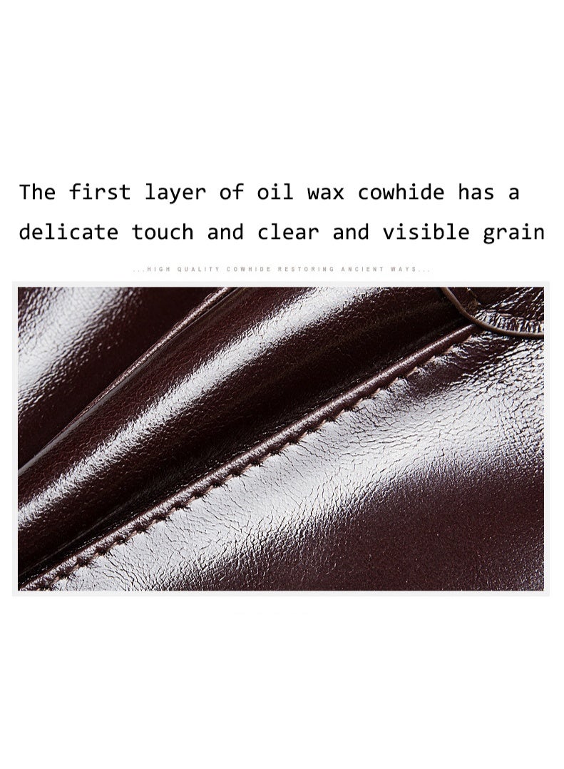 BANYANU short wallet men's leather multifunctional large capacity first layer oil wax cowhide wallet - Image 2