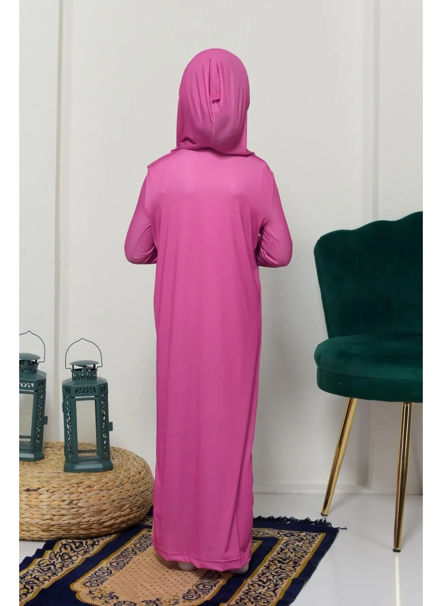 Altobeh Children's Prayer Set Practical One Piece Patterned Sleeves Removable Headscarf Lycra Hijab Dress (6-12 Years) 925-0301