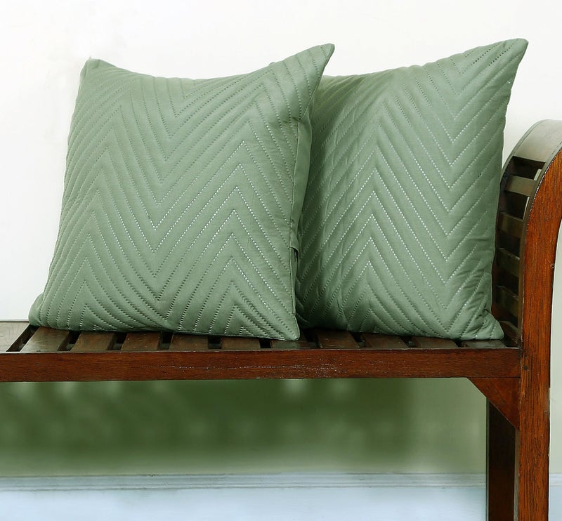 RD TREND UltraSonic Microfiber Cushion Covers, 40 x 40 cm/16 x 16 inches, Set of 2, 250 TC,Back Zipper (Miltry Green) - Image 1