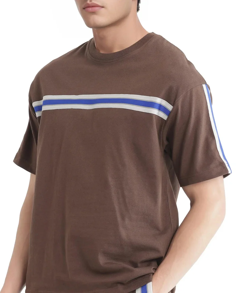 Rare Rabbit Men's Tape Detailed Boxy Fit T-Shirt