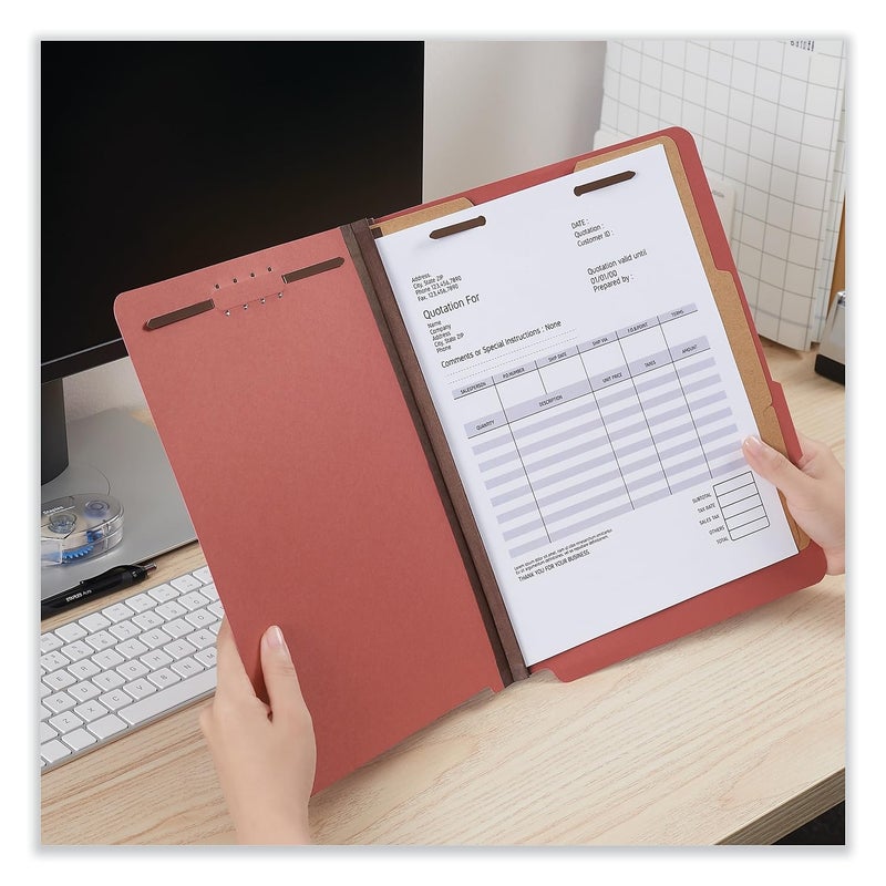 Universal - Pressboard Classification Folders, Letter, 6-Section, Ruby Red, 10/bx - Image 2