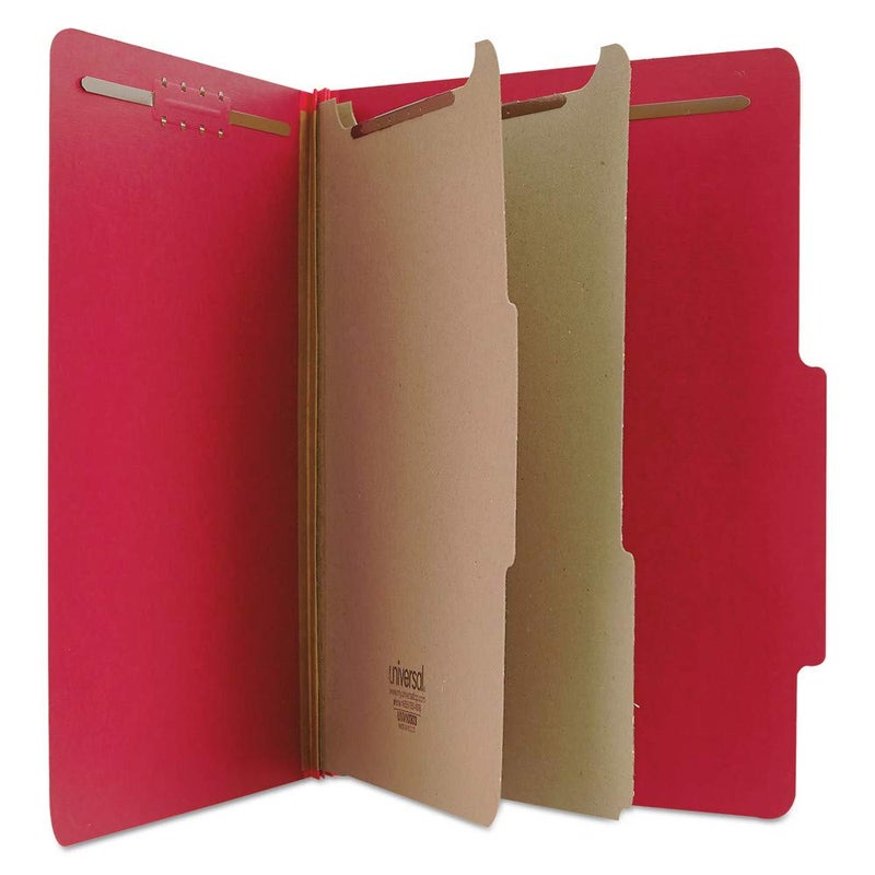 Universal - Pressboard Classification Folders, Letter, 6-Section, Ruby Red, 10/bx - Image 3