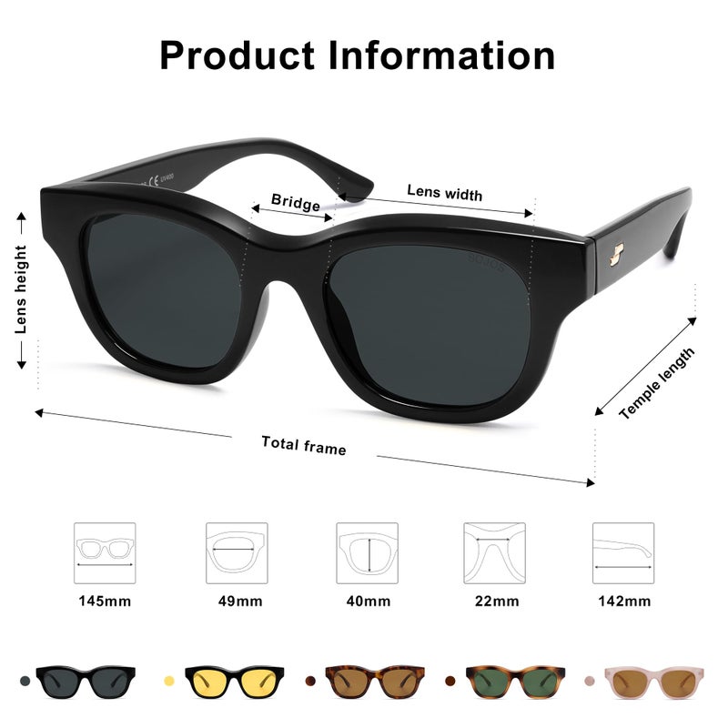 SOJOS Polarized Sunglasses womens men Trendy Small Designer Shades SJ2289,Black - Image 4