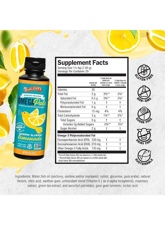 BARLEAN'S Omega Pals Fish Oil Chirpin' Slurpin' Lemonade 8-Oz Packaging May Vary - Image 3