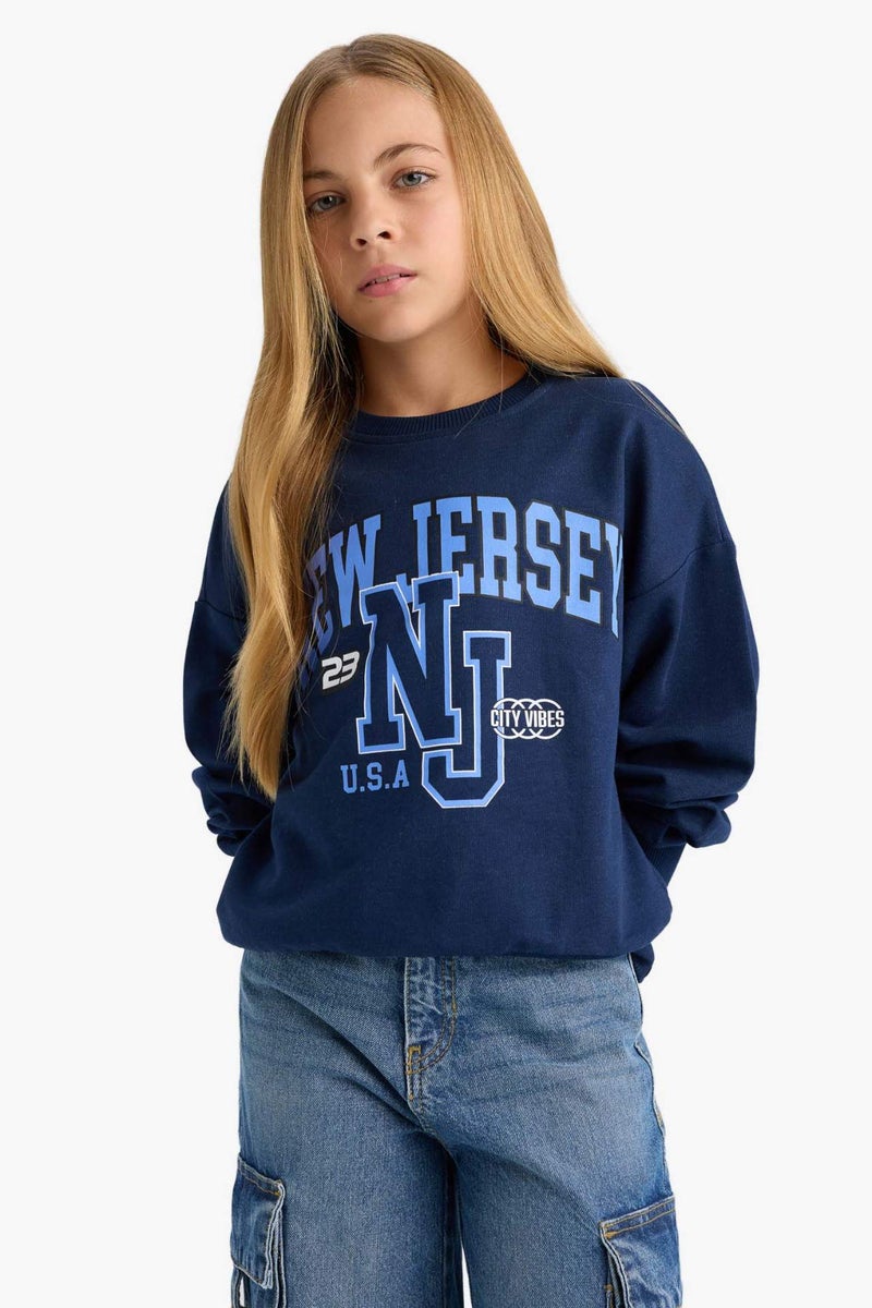 DeFacto Girl Relax Fit Crew Neck Printed Sweatshirt - Image 3