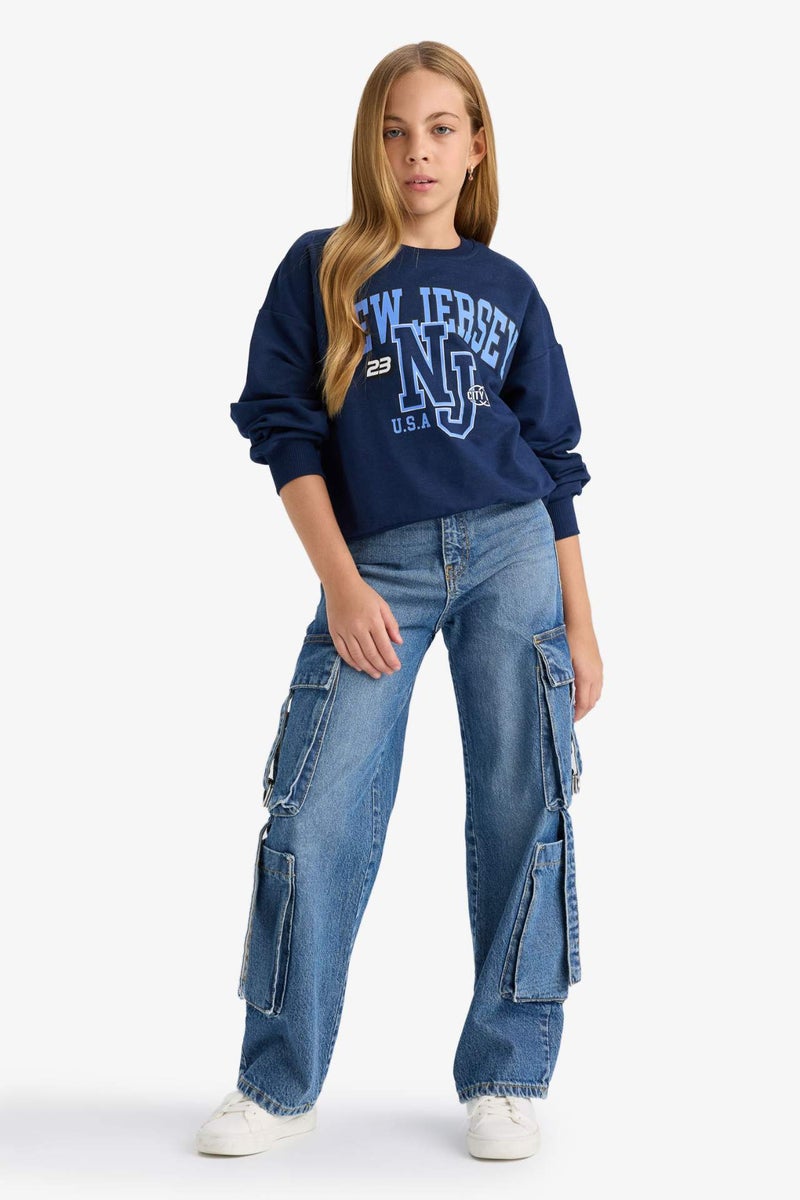 DeFacto Girl Relax Fit Crew Neck Printed Sweatshirt - Image 2