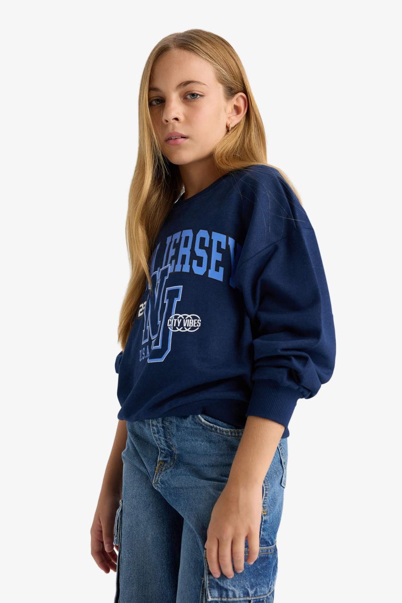 DeFacto Girl Relax Fit Crew Neck Printed Sweatshirt - Image 4