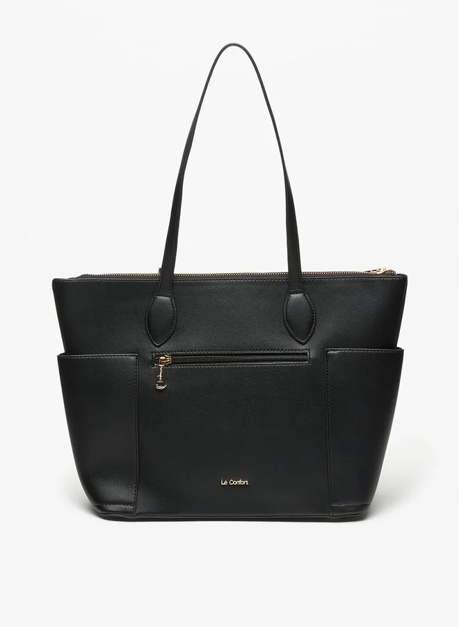 Le Confort Le Confort Solid Tote Bag with Handles and Zip Closure