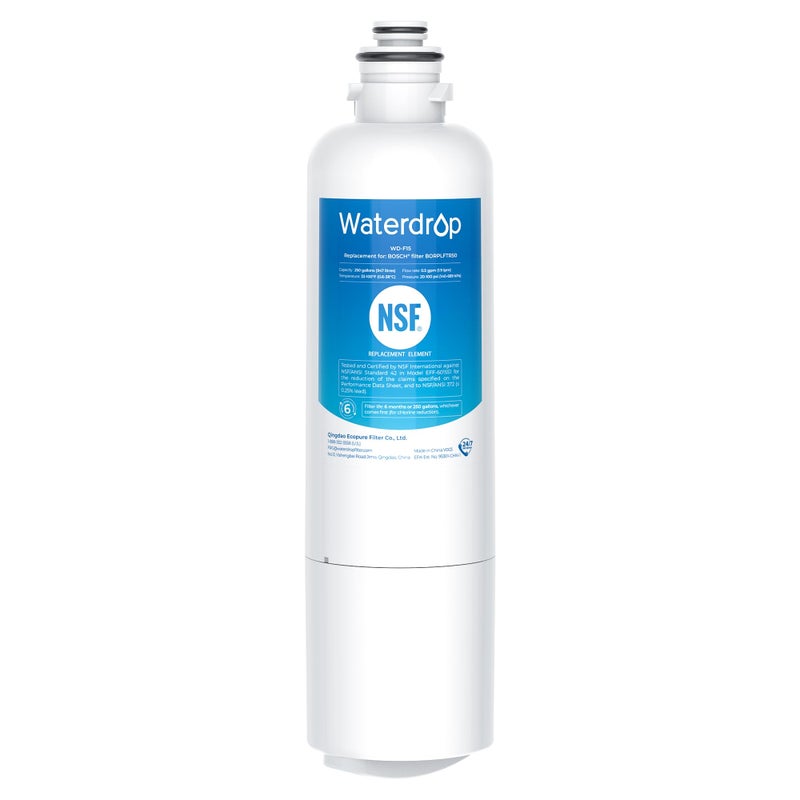 Waterdrop BORPLFTR50 Replacement for BoschÂ® Ultra ClarityÂ® Pro 11032531, 12033030, 11025825, BORPLFTR55, B36CD50SNS, B36CT80SNS, B36CL80ENS, B36FD50SNS, WFC100MF, WFS200MF, Refrigerator Water Filter - Image 1