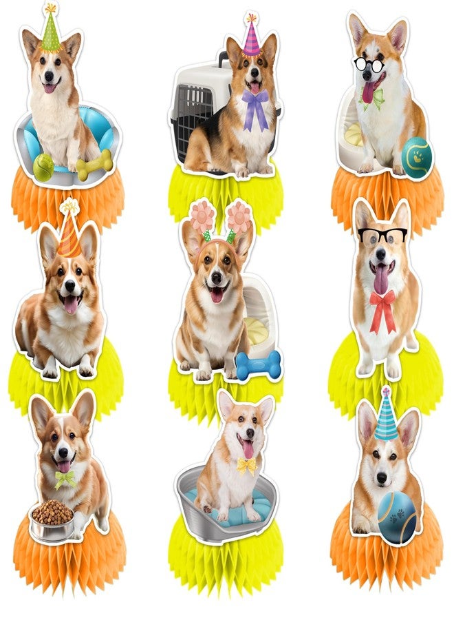 LHDUOFA 9 PCS Corgi Honeycomb Centerpieces Table Decorations Corgi Table Centerpieces for Corgi Party Supplies Corgi Dog Birthday Party Decorations - Image 1
