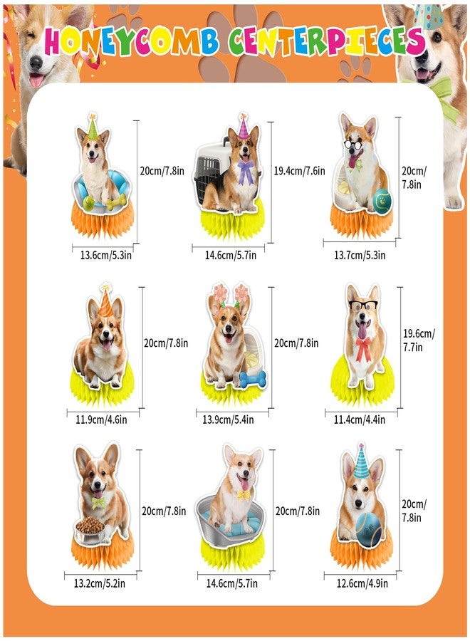 LHDUOFA 9 PCS Corgi Honeycomb Centerpieces Table Decorations Corgi Table Centerpieces for Corgi Party Supplies Corgi Dog Birthday Party Decorations - Image 3