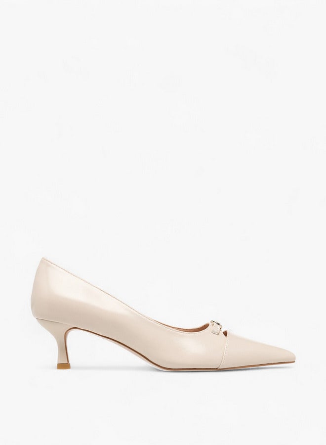 Celeste Women's Solid Slip-On Pumps with Kitten Heels - Image 3