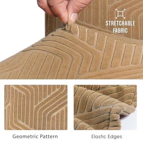 Yellow Weaves Elastic Stretchable Dining Chair Cover, Removable Washable Elastic Self Jacquard Dining Chair Covers (Set of 6, Golden Brown) - Image 4