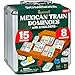 Queensell Mexican Train Dominoes Set Double 15 with 8 Holders Wooden Hub and Tiles Holders Double 15 with Dots D15 8 Holders - Image 3