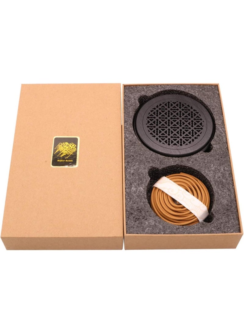 Bakhoor BoSidin - Oud Incense Sticks Cambodian Bakhoor 10 Coils with Black Wooden Incense Burner - A9B - Image 3