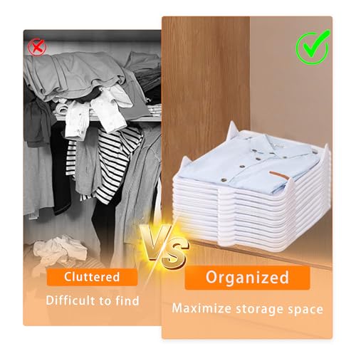 Kofebe Tshirt Organizer, 10 PCS Stackable Clothing Organizer for Closet Storage Pants Shorts (14.5"Lx11.2"Wx2.2"H) - Image 5