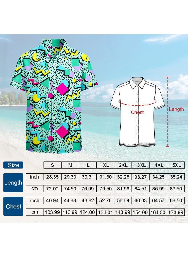 Artsadd 80s 90s Hawaiian Shirt for Men Big and Tall Button Down Short Sleeve Shirt Aloha Beach Shirts Funny Party Outfits, Retro 80s 90s, L - Image 4