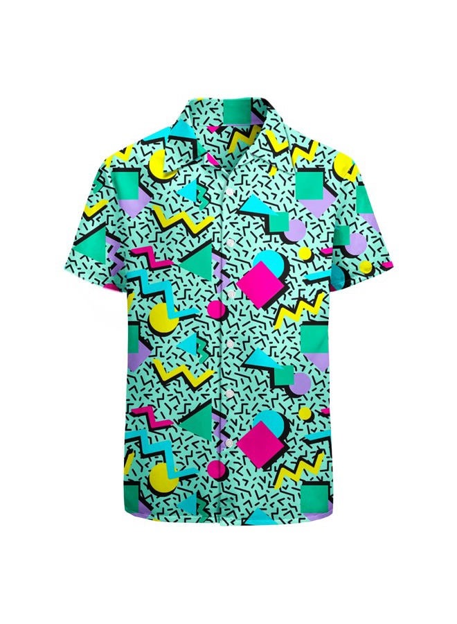 Artsadd 80s 90s Hawaiian Shirt for Men Big and Tall Button Down Short Sleeve Shirt Aloha Beach Shirts Funny Party Outfits, Retro 80s 90s, L - Image 1