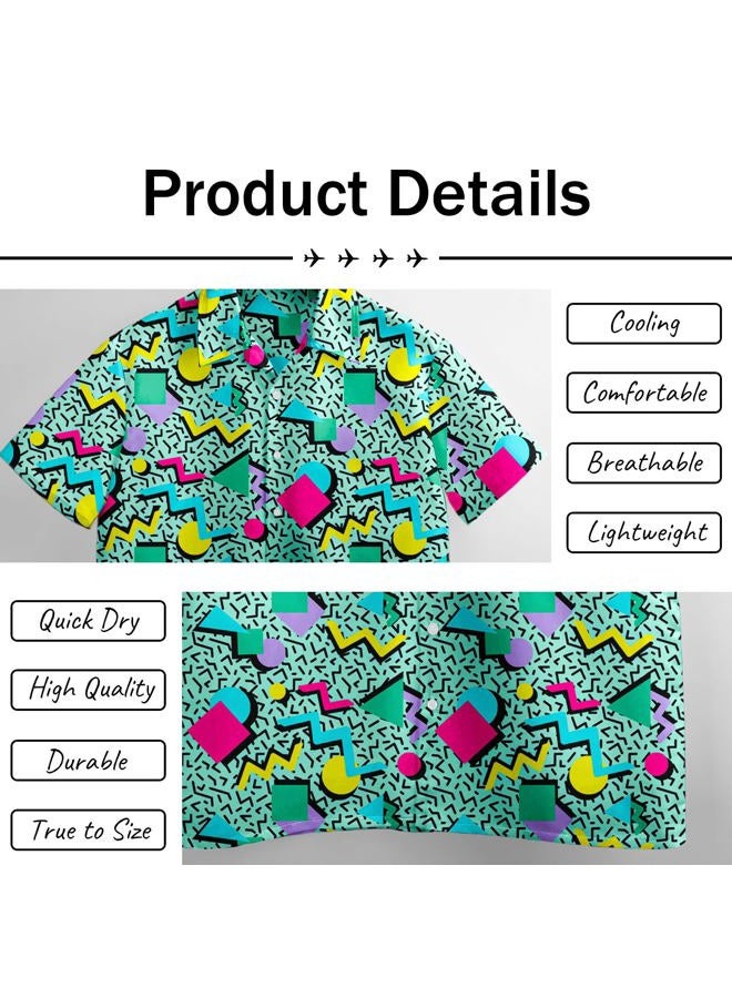 Artsadd 80s 90s Hawaiian Shirt for Men Big and Tall Button Down Short Sleeve Shirt Aloha Beach Shirts Funny Party Outfits, Retro 80s 90s, L - Image 5