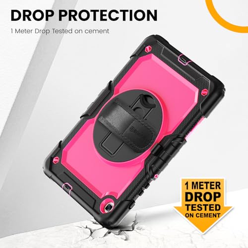 Timecity Case for Samsung Galaxy Tab S6 Lite 10.4" 2024/2022/2020, Kids Case with Pen Holder Built-in Screen Protector&360 Degree Rotating Stand, Hand Strap&Shoulder Strap for Tab S6 Lite- Rose - Image 3
