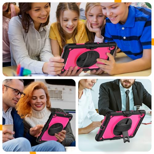 Timecity Case for Samsung Galaxy Tab S6 Lite 10.4" 2024/2022/2020, Kids Case with Pen Holder Built-in Screen Protector&360 Degree Rotating Stand, Hand Strap&Shoulder Strap for Tab S6 Lite- Rose - Image 5