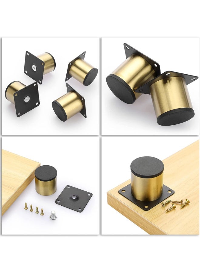 4PCS 2 Inch Stainless Steel Furniture Legs - Metal Cabinet Desk Feet, Golden Round Risers for Coffee Table, Heavy Duty Sofa, TV Stand, Dresser, Chair - Image 1