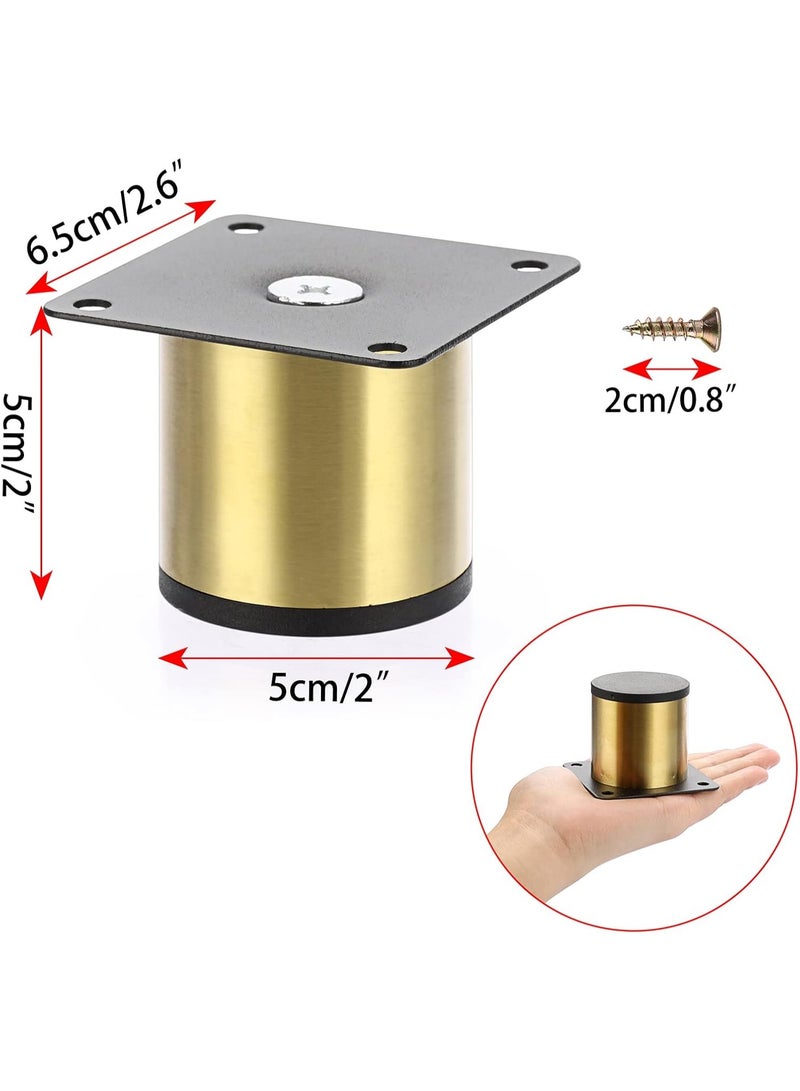 4PCS 2 Inch Stainless Steel Furniture Legs - Metal Cabinet Desk Feet, Golden Round Risers for Coffee Table, Heavy Duty Sofa, TV Stand, Dresser, Chair - Image 2