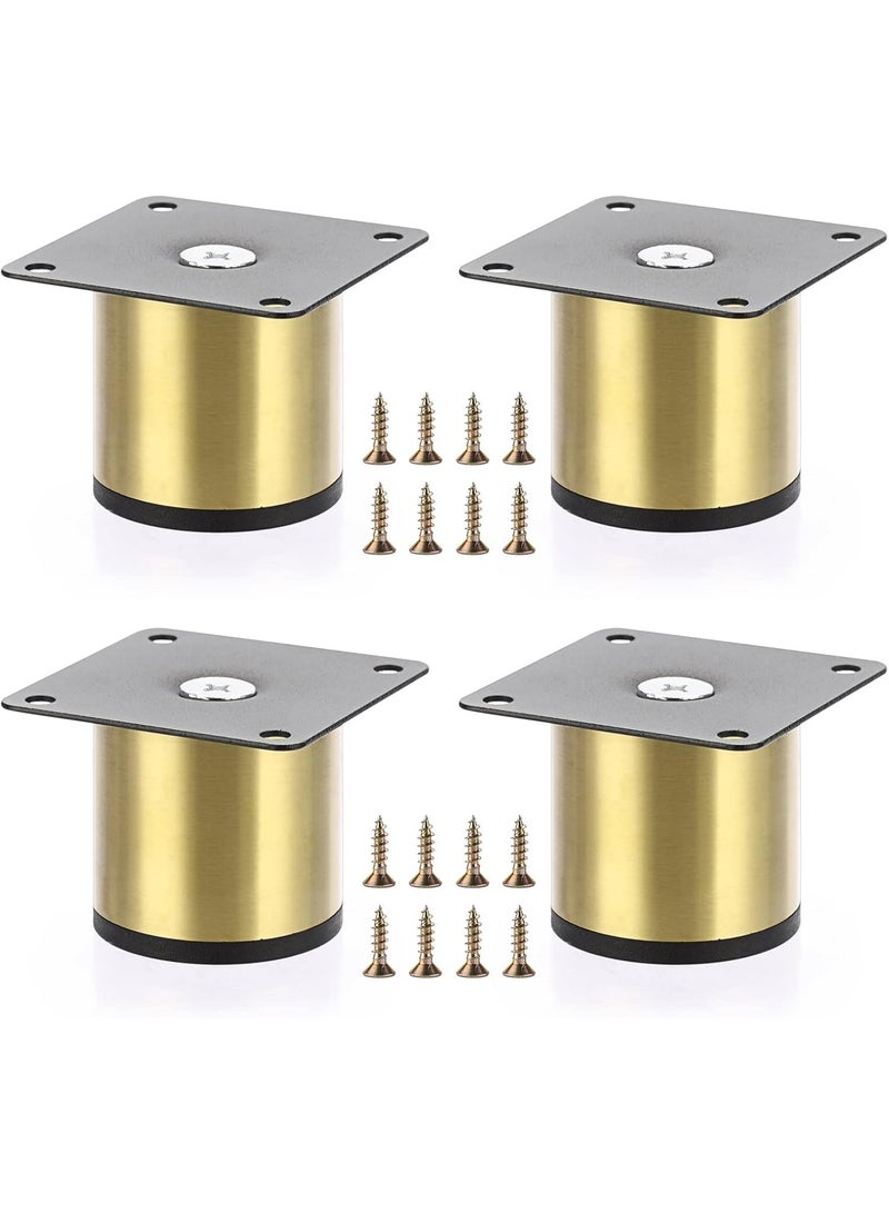 4PCS 2 Inch Stainless Steel Furniture Legs - Metal Cabinet Desk Feet, Golden Round Risers for Coffee Table, Heavy Duty Sofa, TV Stand, Dresser, Chair - Image 5