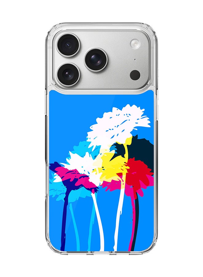 Stylizedd Classic Clear MagSafe Case for iPhone 17 Pro , Hybrid Soft Case Flexible Edges Anti Drop TPU PC Gel Thin Transparent Cover [ Designed for iPhone 17 Pro ] - Bleeding Flowers (Blue)