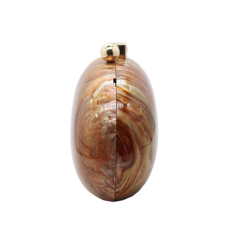 GSYPS Acrylic Evening Clutch Bag for Women Shell Shape Shoulder Crossbody Bag Glitter Marble Purse Handbag Coffee - Image 4
