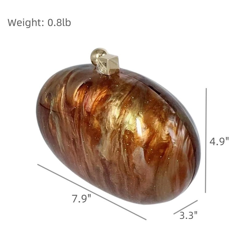 GSYPS Acrylic Evening Clutch Bag for Women Shell Shape Shoulder Crossbody Bag Glitter Marble Purse Handbag Coffee - Image 2