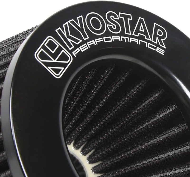 Kyostar مرشح هواء عالي السرعة بقطر 3/3.5/4 بوصة (75/89/100 مم)، قابل لإعادة الاستخدام، مدخل هواء بارد، أداء عالي، مجموعة مرشحات هواء عالية السرعة قابلة للتثبيت على السيارة، اللون: أسود، الارتفاع: 10 بوصات - Image 5