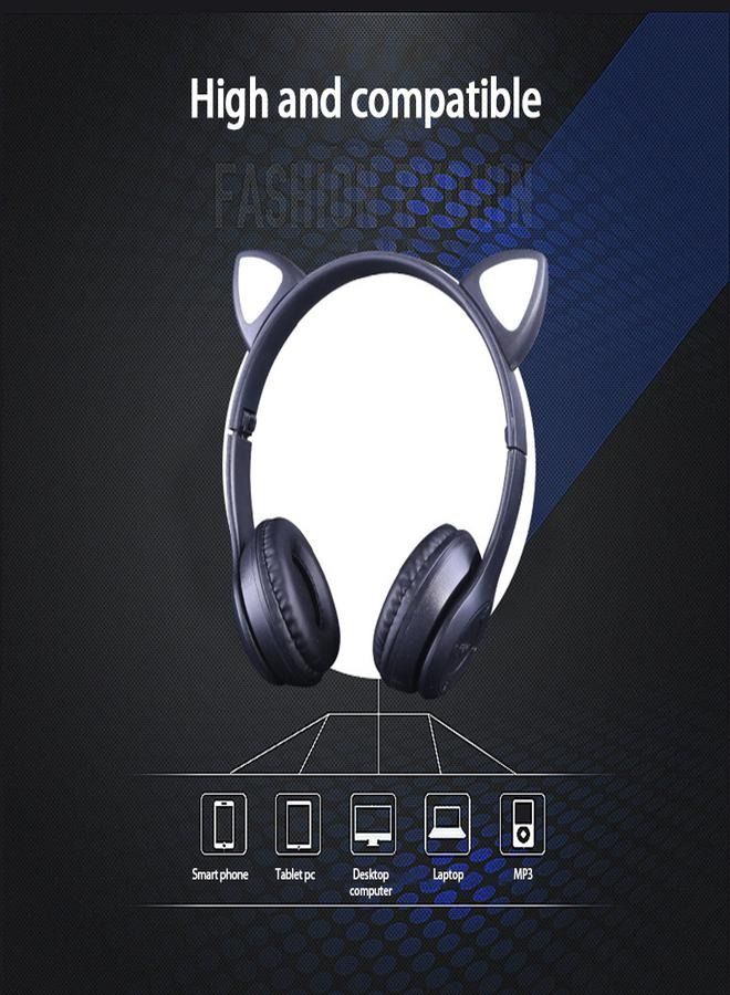 P47 Wireless Gaming Headset, Bluetooth 5.0 Cat Ear Headphones, Kids Headphones,LED Light Up Bluetooth Over Ear Headphones for Kids and Adults Wearing (BLACK) - Image 3