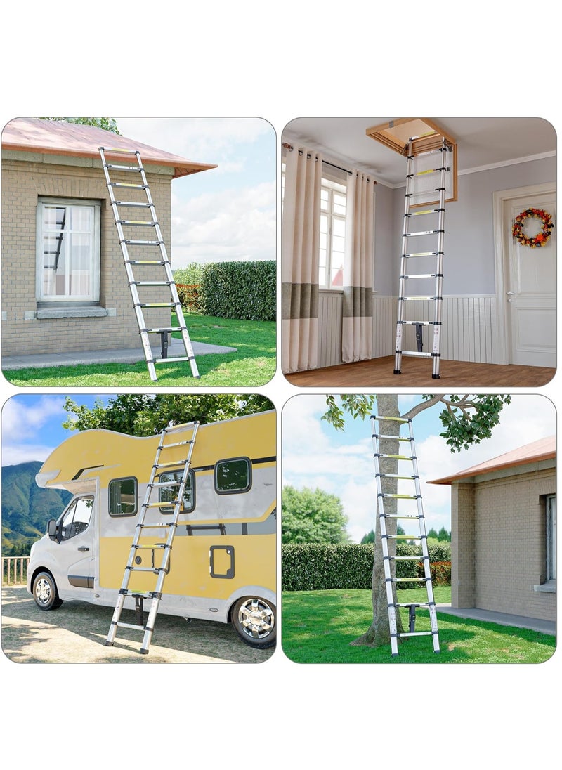 3.2m Thickened High Strength Stainless Steel Telescopic Ladder, Loft Ladder with Non-slip Feet, Portable Extendable Ladder, Adjustable Height Folding Ladder for Roof and Attic Caravans - pzsku/ZF737AC9AC77B93DD3610Z/45/_/1740384580/bb796613-2474-4f8c-b506-05cb4929aa2a