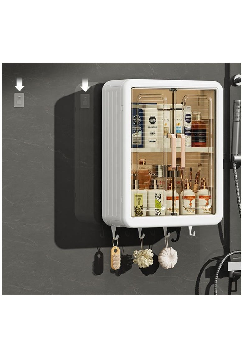 Golden Wall-Mounted Makeup and Skincare Organizers Cosmetic Storage Box for Bathroom, Living Roomand Bedroom, Wall Floating Shelves Organizer Transparent Multi-Function Floating Rack (White)  - Image 3