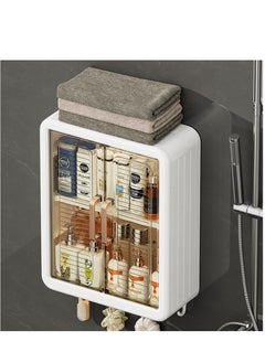 Golden Wall-Mounted Makeup and Skincare Organizers Cosmetic Storage Box for Bathroom, Living Roomand Bedroom, Wall Floating Shelves Organizer Transparent Multi-Function Floating Rack (White)  - Image 5