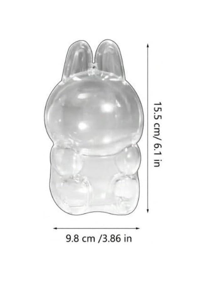 Arabest Protective Hard Case with Silicone Strap Suitable for Labubu - Clear Display Box Cover for Sitting and Standing Figure Transparent PVC Storage Display Protective Cover (B-No Dolls( Sitting))  - Image 2