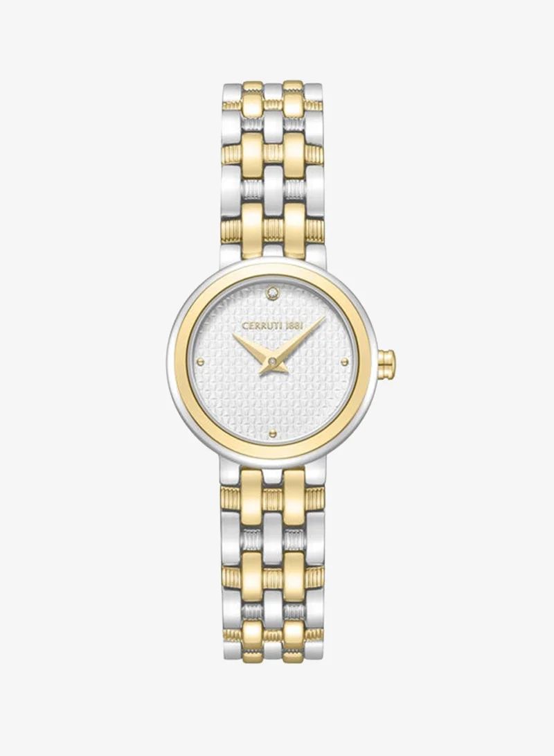 CERRUTI 1881 Lusia White Dial Stainless Steel Bracelet Analog Watch for Women, 24mm