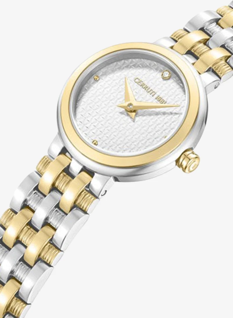 CERRUTI 1881 Lusia White Dial Stainless Steel Bracelet Analog Watch for Women, 24mm