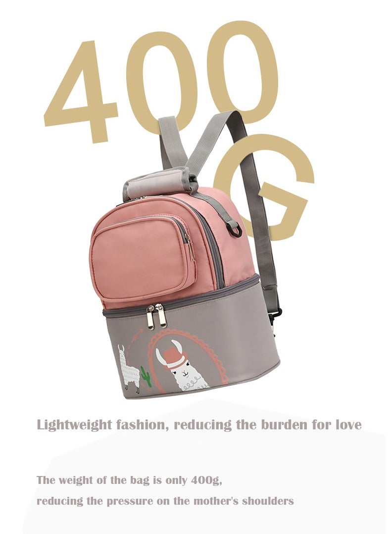 عربست حقيبة تبريد زجاجات حليب الأم، حقيبة ظهر من النايلون لمضخة حليب الأم مع حجرة تبريد، حقيبة حمل مضخة حليب الأم بطبقتين للأمهات المرضعات، تتسع ل 6 زجاجات - Image 5