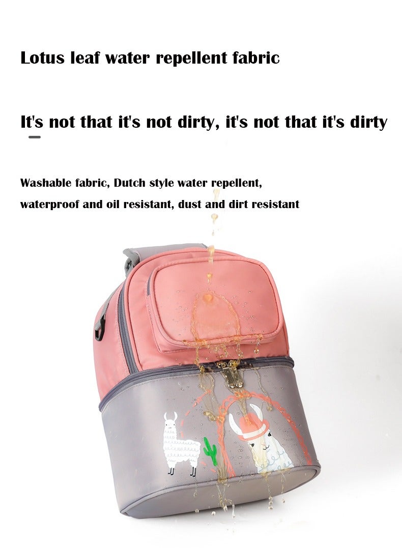 عربست حقيبة تبريد زجاجات حليب الأم، حقيبة ظهر من النايلون لمضخة حليب الأم مع حجرة تبريد، حقيبة حمل مضخة حليب الأم بطبقتين للأمهات المرضعات، تتسع ل 6 زجاجات - Image 4