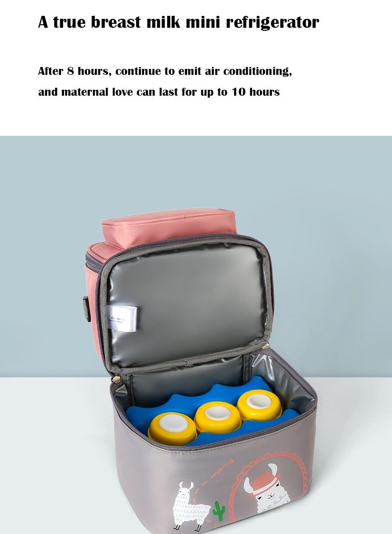 عربست حقيبة تبريد زجاجات حليب الأم، حقيبة ظهر من النايلون لمضخة حليب الأم مع حجرة تبريد، حقيبة حمل مضخة حليب الأم بطبقتين للأمهات المرضعات، تتسع ل 6 زجاجات - Image 2