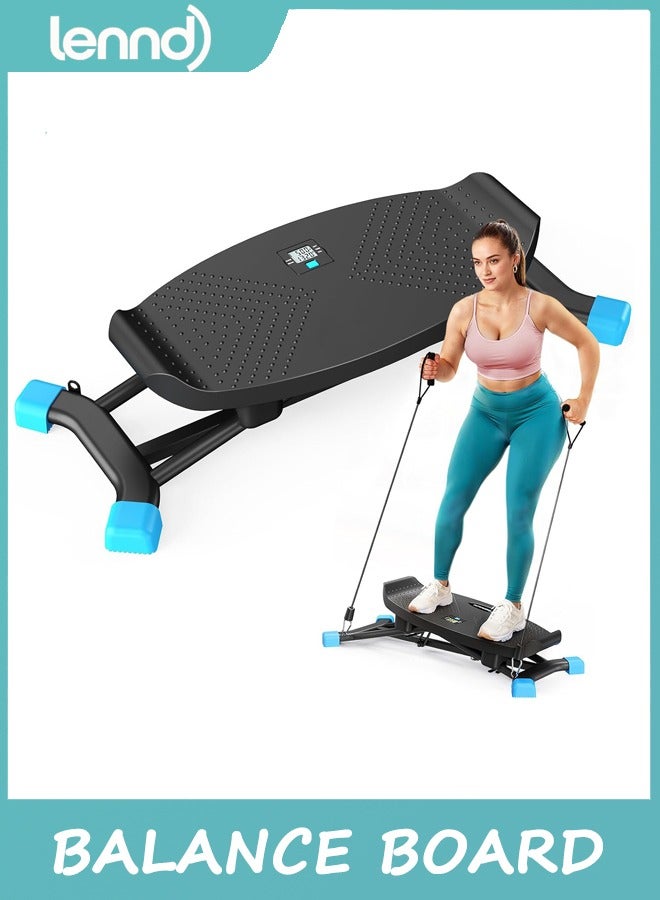 LENND Balance Board with Resistance Bands, Portable Ski Balancing Machine Featuring LCD Monitor,136kg Capacity Waist twister Balance Trainer for Full Body Workout - Image 1