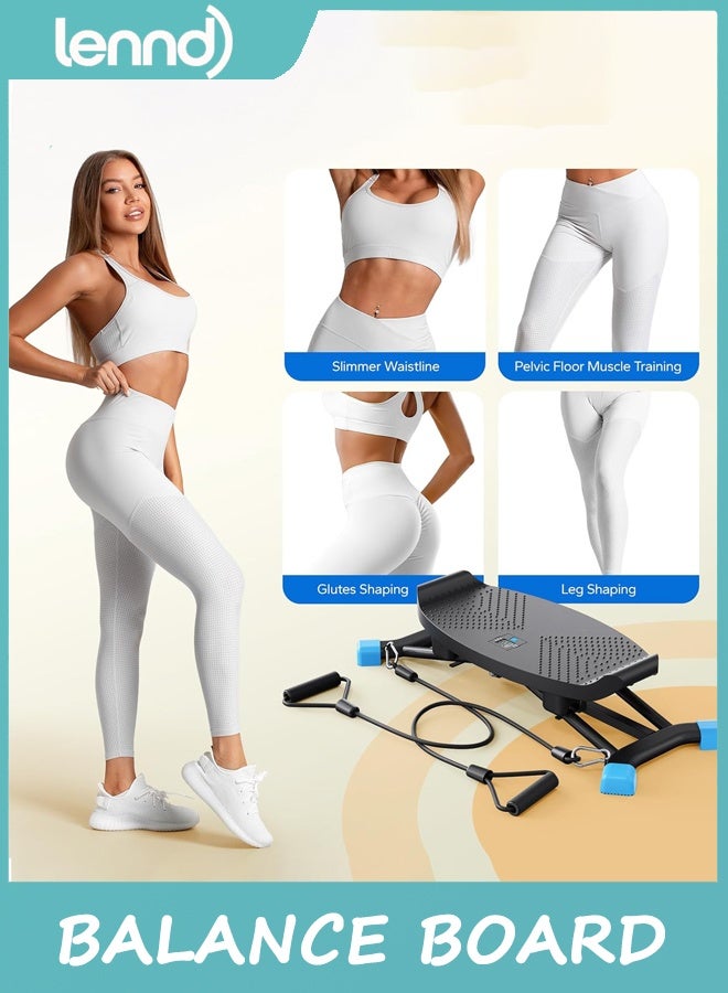 LENND Balance Board with Resistance Bands, Portable Ski Balancing Machine Featuring LCD Monitor,136kg Capacity Waist twister Balance Trainer for Full Body Workout - Image 2