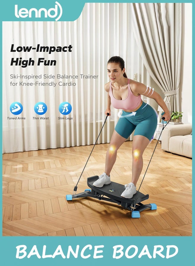 LENND Balance Board with Resistance Bands, Portable Ski Balancing Machine Featuring LCD Monitor,136kg Capacity Waist twister Balance Trainer for Full Body Workout - Image 3